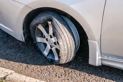 a car with a defective tire