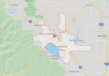 Map of Lake Elsinore in California