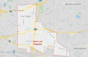 Map of East Los Angeles, California 