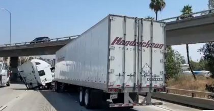 [08-04-2020] Los Angeles, CA - Injuries Reported After a 2-Truck Accident on 5 Freeway