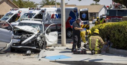 [09-01-2020] San Bernardino County, CA - Two-Vehicle Crash in Victorville Injures Three People - Photo By Victor Valley News Group