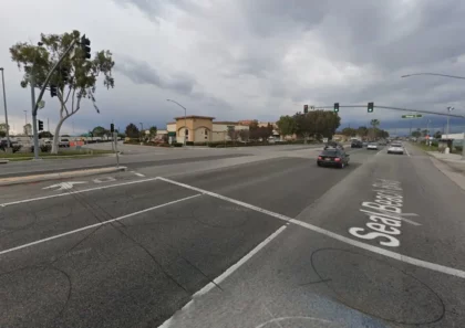 one person was injured after a car struck a water barrel on Interstate 405 southbound and crashed into the freeway’s center divider in Seal Beach