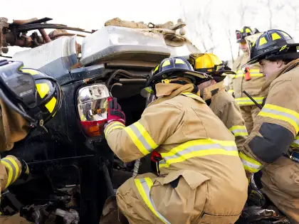 firefighters responding to serious vehicle collision