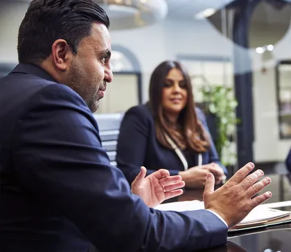 Lawyers discussing a car accident case