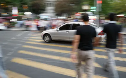 The driver runs the red light of an intersection road