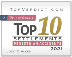 Orange County Top 10 Settlements - Pedestrian Accidents 2021