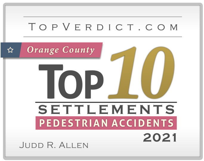 Orange County Top 10 Settlements - Pedestrian Accidents 2021