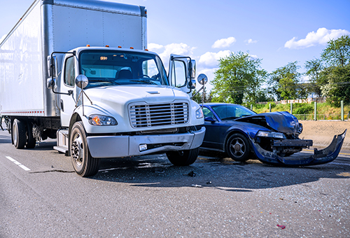 Road accident with damage to vehicles as a result of a collision