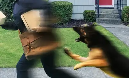 Dog chasing and biting a mail carrier during a reported dog attack