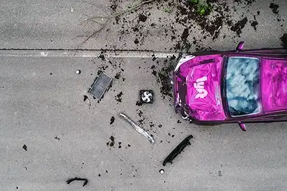 Lyft accident scene involving vehicle collision and personal injury