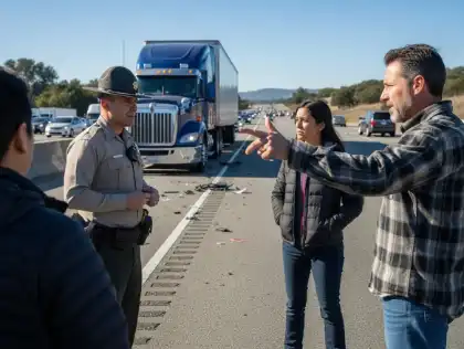 Truck accident evidence gathering scene for California personal injury claim