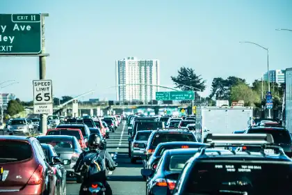 Bumper to bumper traffic in California during Thanksgiving