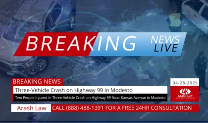 [04-28-2025] Stanislaus County, CA – Two People Injured in Three-Vehicle Crash on Highway 99 Near Kansas Avenue in Modesto
