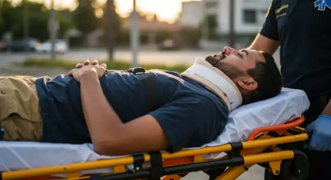 Victim on a stretcher after a car accident in Yolo County