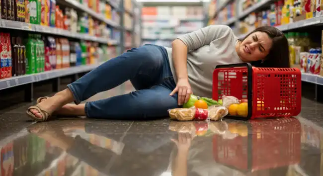woman suffered personal injury from a slip and fall inside a grocery store