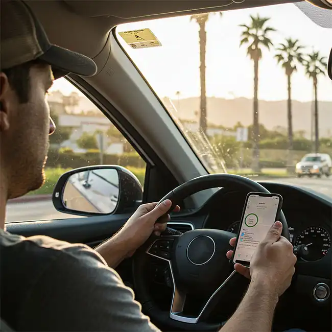 a car driver in Tehama County using phone while driving