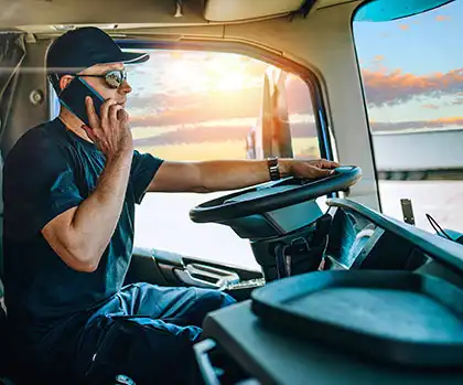 distracted big rig truck driver