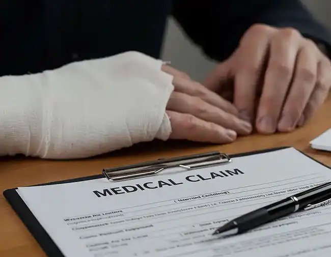 man filing for a medical claim for his personal injuries in El Monte