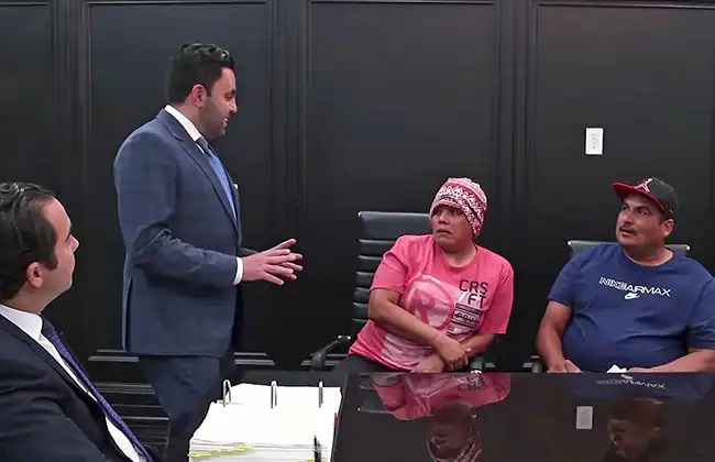 Lawyer answering questions from injured pedestrians during a legal consultation