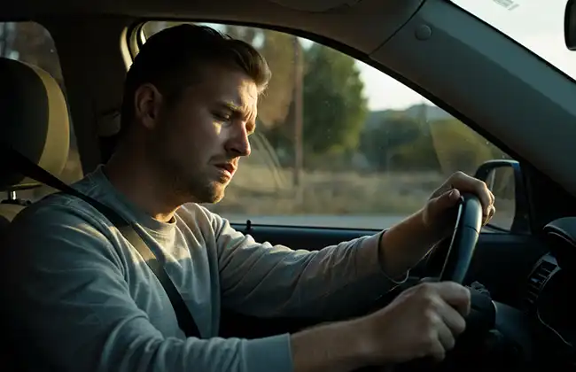 Driver increasing the risk of car accidents by driving while fatigued in El Dorado County