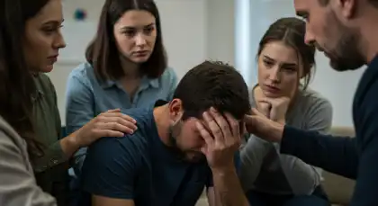 Superviviente Consolado Por Familiares Y Amigos