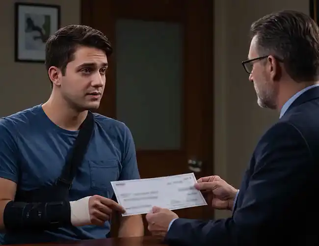man getting his compensation after a personal injury in Fontana