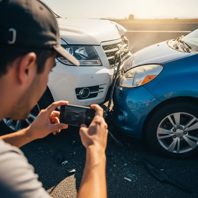 Man involved in car crash captures the scene on his phone for evidence