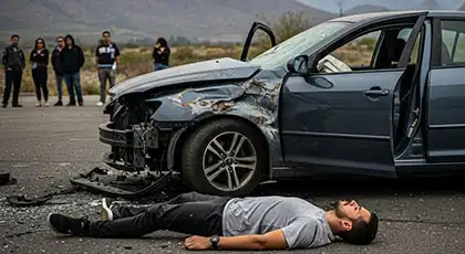 People gathering around a victim without helping due to bystander effect