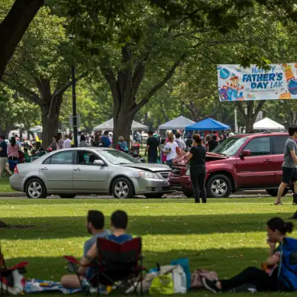 car accident on a park during Fathers day