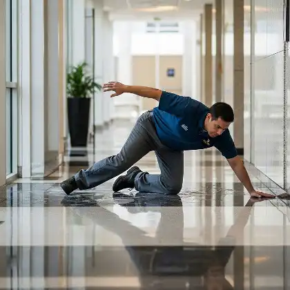 employee accidentally slipped on wet floor in the office