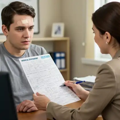injured car accident victim notifying his auto insurance of his injuries