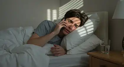Injured man calling in sick from work to rest after a car accident