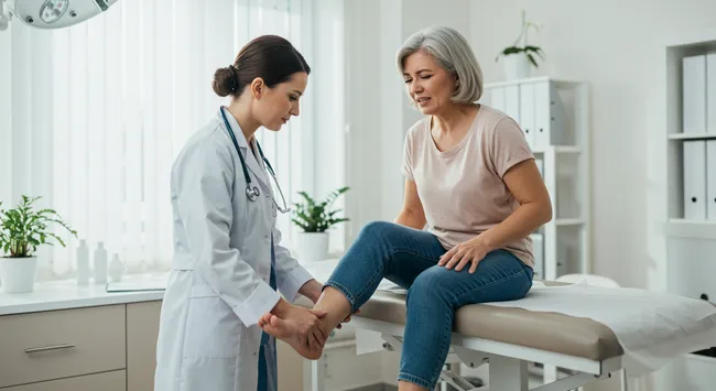 A doctor treated the woman for her leg injury