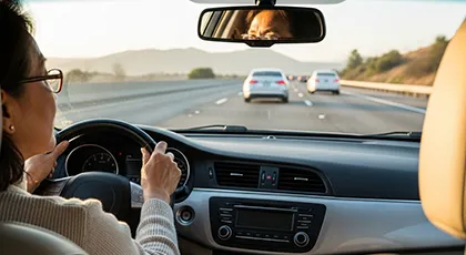 Driver maintaining a safe following distance to help prevent rear-end collisions