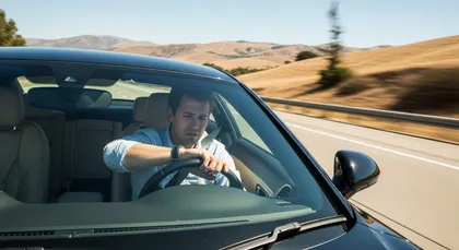 Frustrated driver speeding on highway