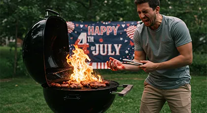 Man suffers burn injury from grill flare-up during Fourth of July celebration