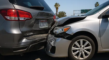 Rear-end collision caused by a car following too closely on the road
