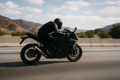 Speeding motorcyclist on highway risking collision