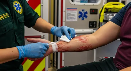 Treating a second-degree burn injury in a medical emergency setting