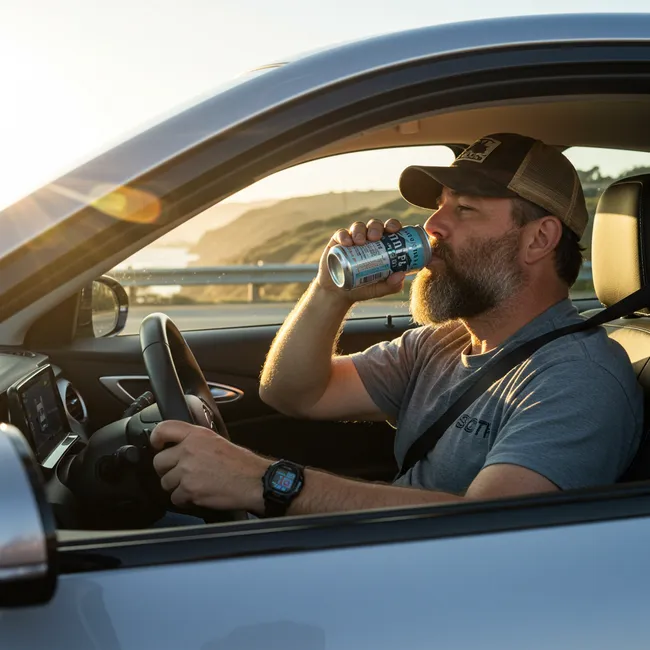 A man driving a car while drinking alcohol in El Monte