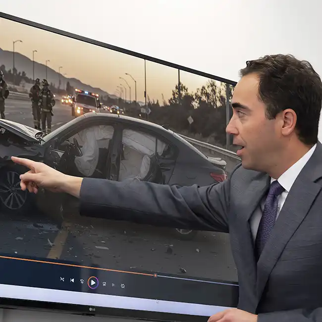 Arash Law lawyer pointing out some details on a car accident case