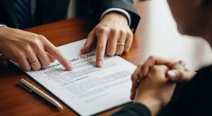 Lawyer reviewing personal injury claim with client disputing fault