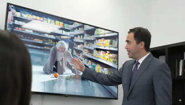 Attorney presenting slip and fall accident evidence in a Target store case