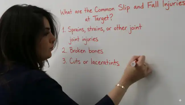 Common slip and fall injuries at Target explained on a whiteboard