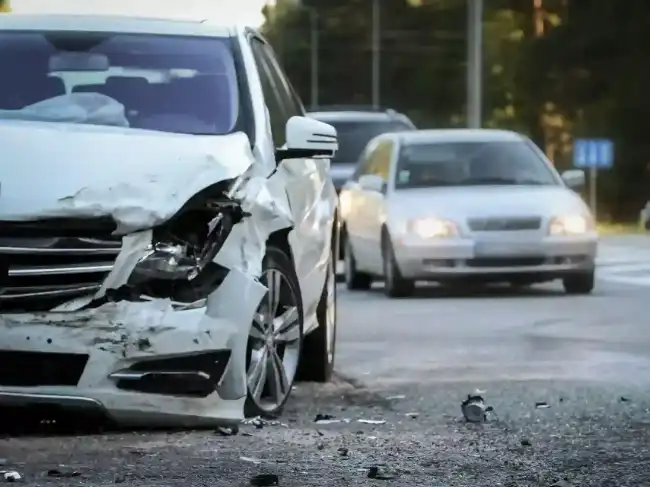 Damaged car after a hit-and-run accident in El Centro