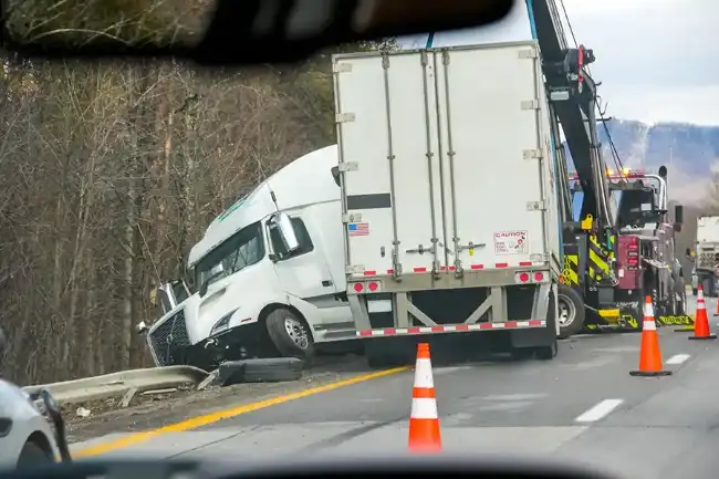 Rescue scene of truck accident in Los Banos
