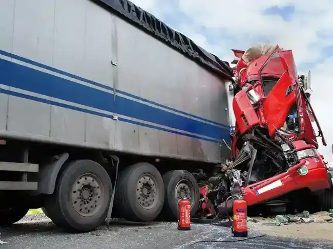 Truck accident scene in Burbank