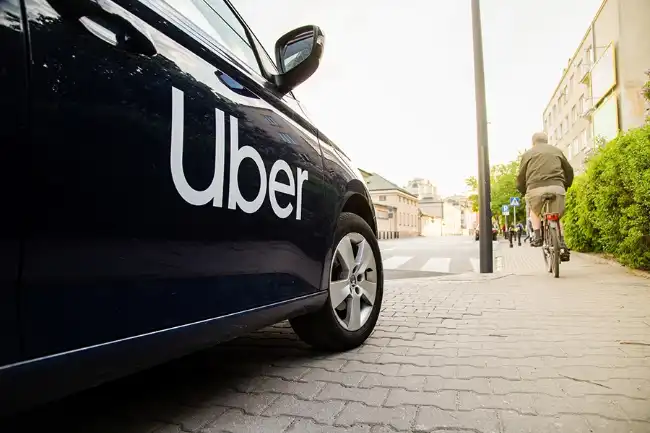 Uber accident risks with Uber car on sidewalk