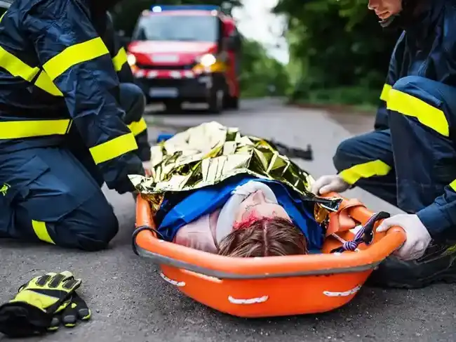 accident victim being rescued