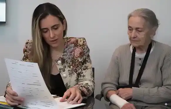 an injury attorney in California answering questions of an injured lady